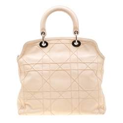 Pre Owned Dior Cream Cannage Quilted Leather Granville Tote