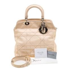 Pre Owned Dior Cream Cannage Quilted Leather Granville Tote