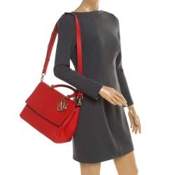 Pre Owned Dior Red Leather Medium Be Dior Top Handle Bag