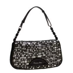 مملوكة مسبقًا حقيبة كتف ديور ماريس بيرل شعر عجل مزخرفة سوداء