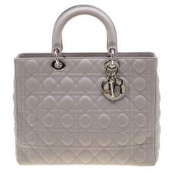 Dior Grey Leather Large Lady Dior Tote