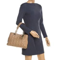 Pre Owned Dior Beige Cannage Leather Dior Soft Shopping Tote