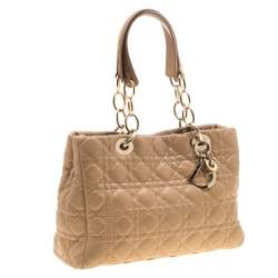 Pre Owned Dior Beige Cannage Leather Dior Soft Shopping Tote