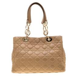Pre Owned Dior Beige Cannage Leather Dior Soft Shopping Tote