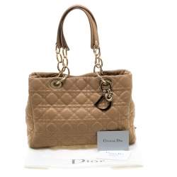 Pre Owned Dior Beige Cannage Leather Dior Soft Shopping Tote