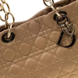 Pre Owned Dior Beige Cannage Leather Dior Soft Shopping Tote