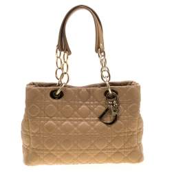 Pre Owned Dior Beige Cannage Leather Dior Soft Shopping Tote