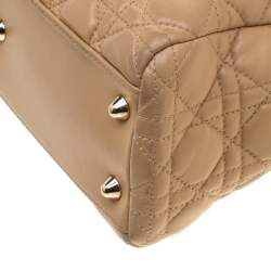 Pre Owned Dior Beige Cannage Leather Dior Soft Shopping Tote