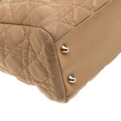 Pre Owned Dior Beige Cannage Leather Dior Soft Shopping Tote