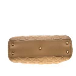 Pre Owned Dior Beige Cannage Leather Dior Soft Shopping Tote