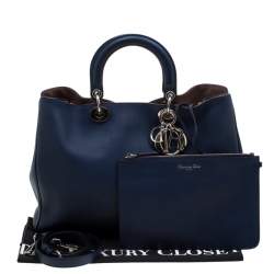 مملوكة مسبقًا Dior Blue Leather Diorissimo Large Tote Bag