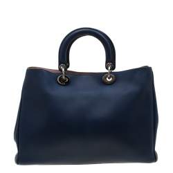 مملوكة مسبقًا Dior Blue Leather Diorissimo Large Tote Bag