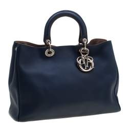 مملوكة مسبقًا Dior Blue Leather Diorissimo Large Tote Bag