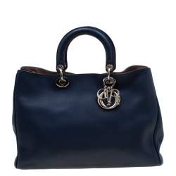 مملوكة مسبقًا Dior Blue Leather Diorissimo Large Tote Bag