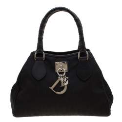 مملوكة مسبقًا Dior Black Diorissimo Canvas Charming Satchel