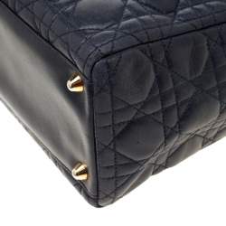 مملوكة مسبقًا حقيبة يد ديور ليدي ديور كبيرة جلد كحلية