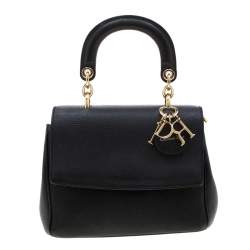 Pre Owned Dior Black Leather Mini Be Dior Top Handle Bag