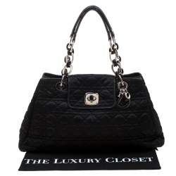 مملوكة مسبقًا Dior Black Cannage Nylon Charming Lock Satchel
