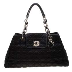 مملوكة مسبقًا Dior Black Cannage Nylon Charming Lock Satchel