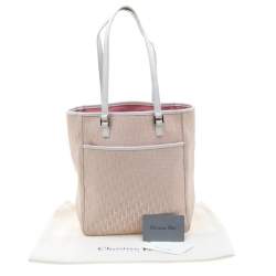 Pre Owned Dior Pink/White Diorissimo Canvas and Leather Tote 
