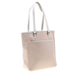 Pre Owned Dior Pink/White Diorissimo Canvas and Leather Tote 