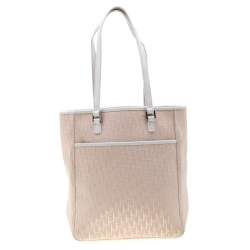 Pre Owned Dior Pink/White Diorissimo Canvas and Leather Tote 