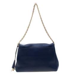 مملوكة مسبقًا حقيبة كتف ديور ديورلينغ كبيرة جلد زرقاء