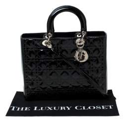 مملوكة مسبقًا Dior Black Patent Leather Large Lady Dior Tote
