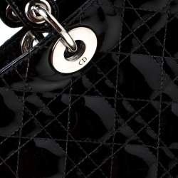 مملوكة مسبقًا Dior Black Patent Leather Large Lady Dior Tote
