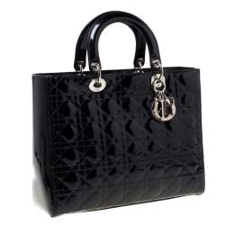 مملوكة مسبقًا Dior Black Patent Leather Large Lady Dior Tote