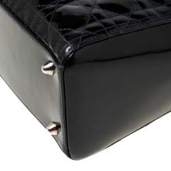 مملوكة مسبقًا Dior Black Patent Leather Large Lady Dior Tote
