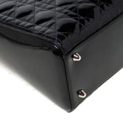مملوكة مسبقًا Dior Black Patent Leather Large Lady Dior Tote