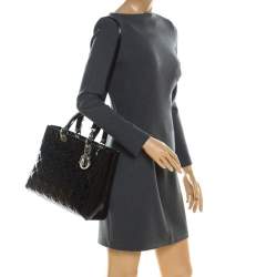 مملوكة مسبقًا Dior Black Patent Leather Large Lady Dior Tote