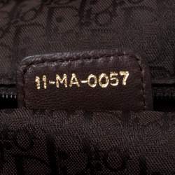 Pre Owned Dior Dark Brown Pleated Leather Medium Plisse Frame Bag