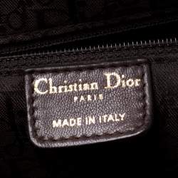 Pre Owned Dior Dark Brown Pleated Leather Medium Plisse Frame Bag