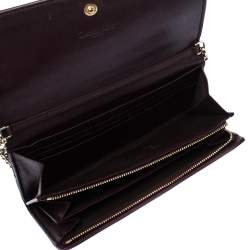مملوكة مسبقًا Dior Burgundy Leather Lady Dior Wallet on Chain