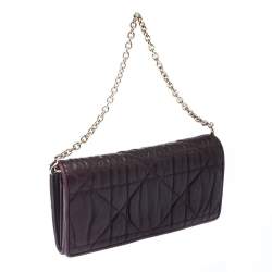 مملوكة مسبقًا Dior Burgundy Leather Lady Dior Wallet on Chain