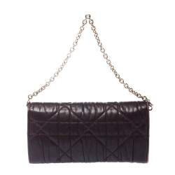 مملوكة مسبقًا Dior Burgundy Leather Lady Dior Wallet on Chain