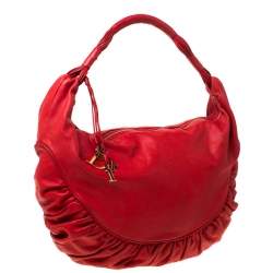 مملوكة مسبقًا Dior Red Leather Gypsy Hobo