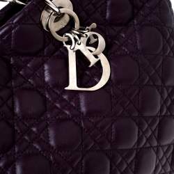 Pre Owned Dior Purple Cannage Quilted Soft Leather Large Shopper Tote