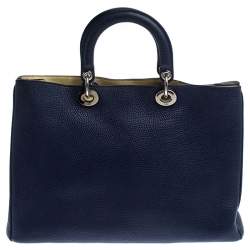 مملوكة مسبقًا حقيبة يد ديور شوبر ديوريسيمو كبيرة جلد زرقاء