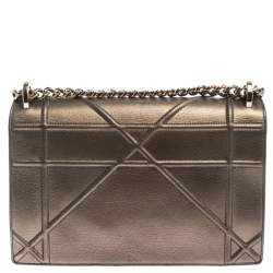 Pre Owned Dior Metallic Leather Medium Diorama Flap Shoulder Bag