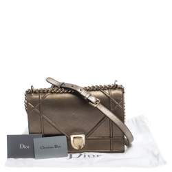 Pre Owned Dior Metallic Leather Medium Diorama Flap Shoulder Bag