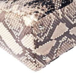 Pre Owned حقيبة يد ديور ليدي ديور متوسطة ترتر وجلد ثعبان بيج