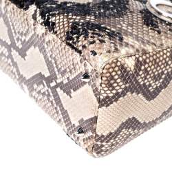 Pre Owned حقيبة يد ديور ليدي ديور متوسطة ترتر وجلد ثعبان بيج