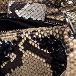 Pre Owned حقيبة يد ديور ليدي ديور متوسطة ترتر وجلد ثعبان بيج