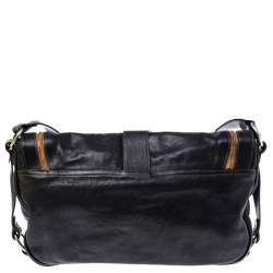 Pre Owned Dior Black/Brown Leather Large Gaucho Double Saddle Shoulder Bag