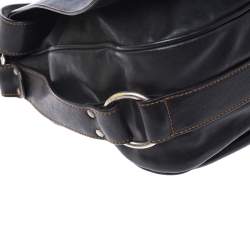Pre Owned Dior Black/Brown Leather Large Gaucho Double Saddle Shoulder Bag
