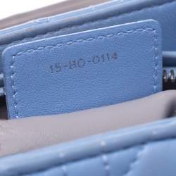 Pre Owned Dior Light Blue/Grey Leather Medium Lady Dior Tote