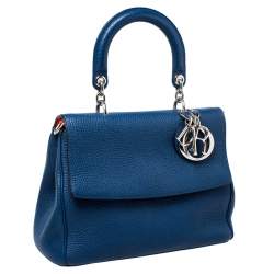 Pre Owned Dior Blue Leather Small Be Dior Flap Top Handle Bag